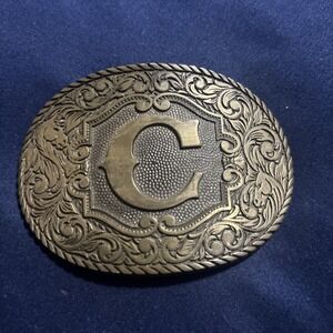 Award Designs Letter C Solid Brass Belt Buckle